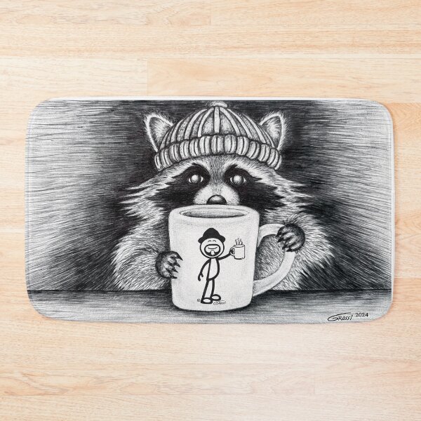 Item preview, Caffeinated Raccoon with GG Stick Figure  designed and sold by GDGCreations.