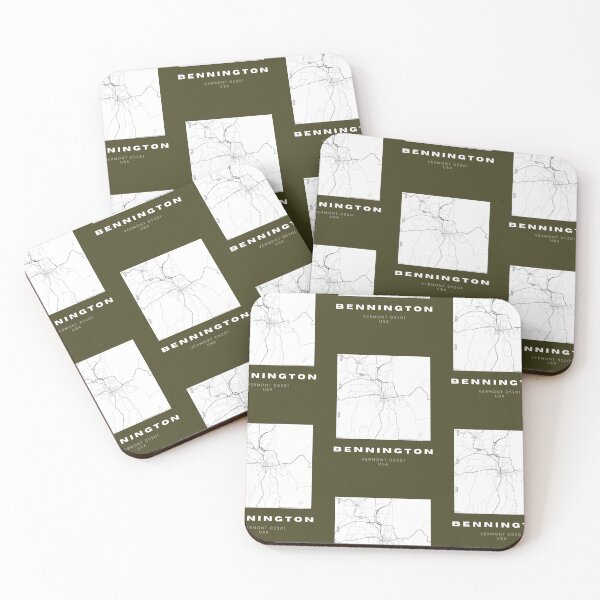 Item preview, Bennington Vermont 05201, USA - Cute City Map (Moss Green Background) designed and sold by RM-Journey.