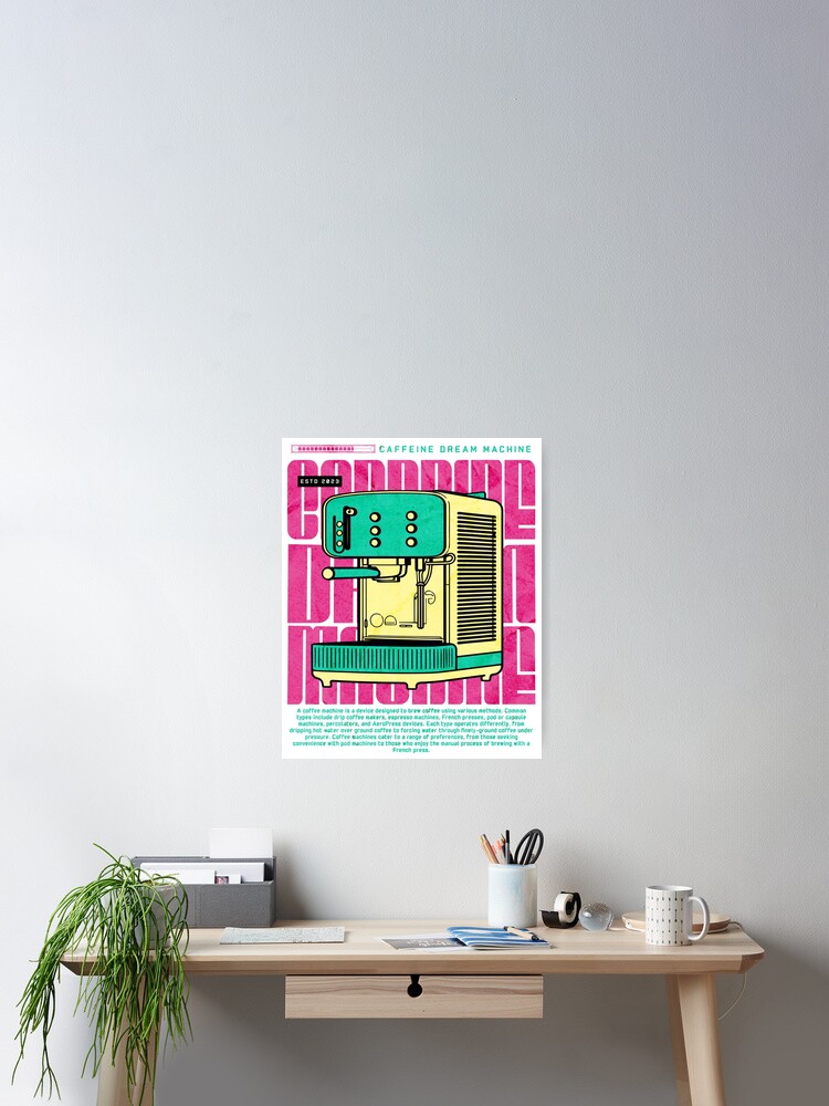 Thumbnail 2 of 3, Poster, Caffeine Dream Machine designed and sold by KomixsDesign.
