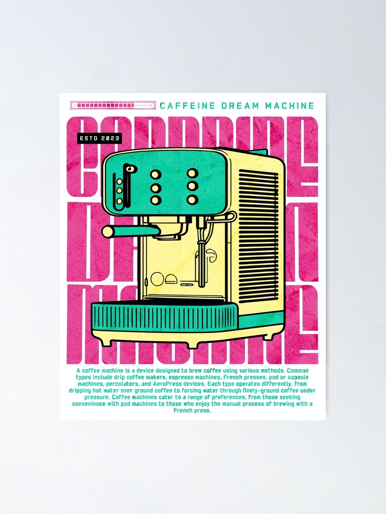 Thumbnail 1 of 3, Poster, Caffeine Dream Machine designed and sold by KomixsDesign.