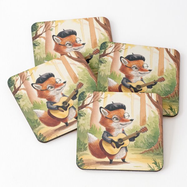Item preview, Fox Portrait. fox playing guitar, musical fox, fox character, fantasy fox, whimsical fox designed and sold by FoxVibes.