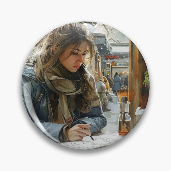 Item preview, Young Artist Sketching at a Corner Table | Handcrafted Art Print | Creative Inspiration designed and sold by Mr-whiteBG.