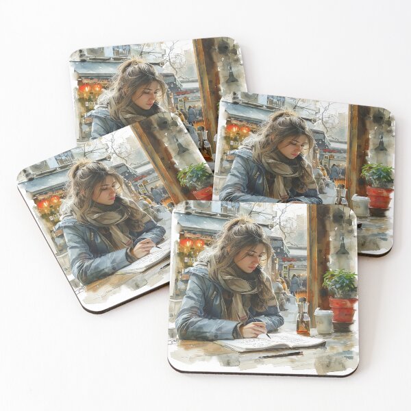 Item preview, Young Artist Sketching at a Corner Table | Handcrafted Art Print | Creative Inspiration designed and sold by Mr-whiteBG.