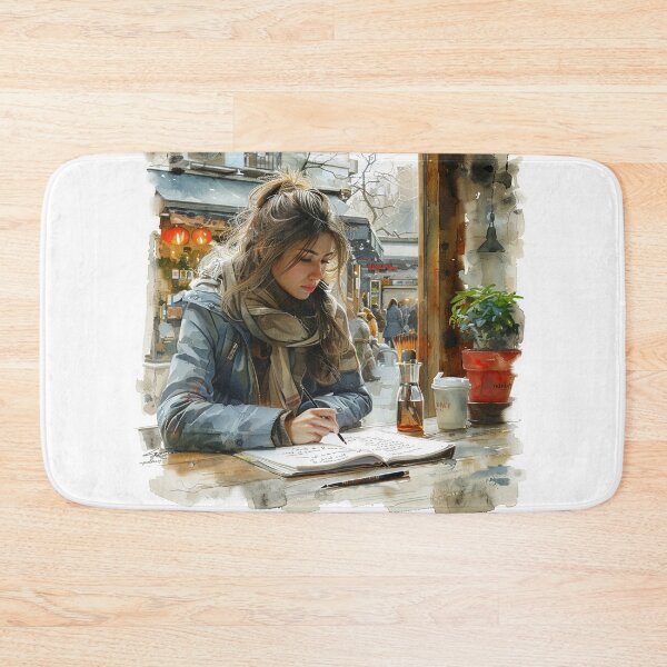 Item preview, Young Artist Sketching at a Corner Table | Handcrafted Art Print | Creative Inspiration designed and sold by Mr-whiteBG.