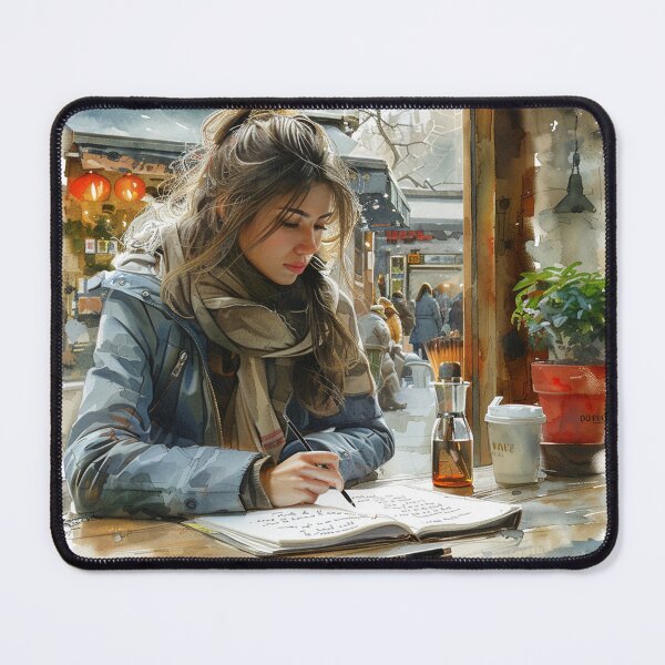 Item preview, Young Artist Sketching at a Corner Table | Handcrafted Art Print | Creative Inspiration designed and sold by Mr-whiteBG.