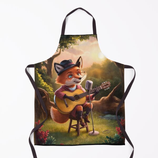Item preview, Fox Portrait. fox playing guitar, musical fox, fox character, fantasy fox, whimsical fox designed and sold by FoxVibes.