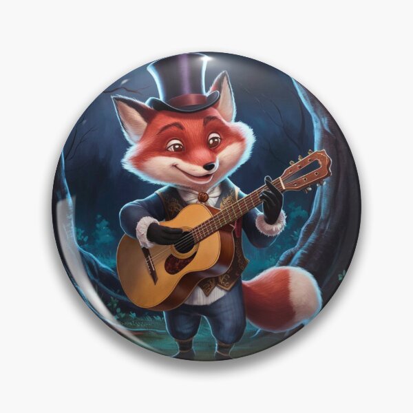 Item preview, Fox Portrait. fox playing guitar, musical fox, fox character, fantasy fox, whimsical fox designed and sold by FoxVibes.