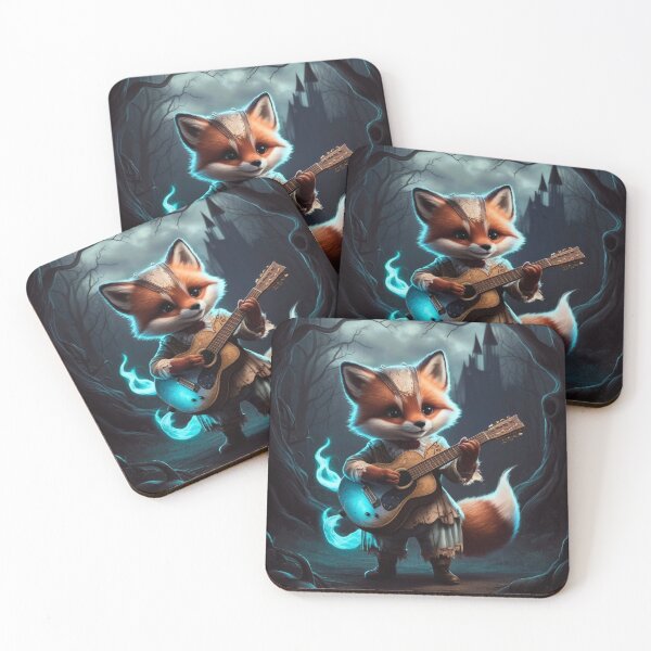 Item preview, Fox Portrait. fox playing guitar, musical fox, fox character, fantasy fox, whimsical fox designed and sold by FoxVibes.