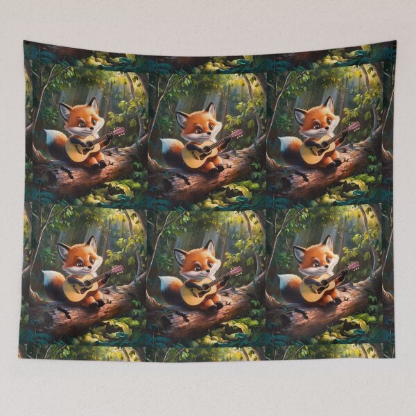 Artikelvorschau, Fuchs-Porträt. Fuchs spielt Gitarre, musikalischer Fuchs, Fuchsfigur, Fantasy-Fuchs, wunderlicher Fuchs entworfen und verkauft von FoxVibes.