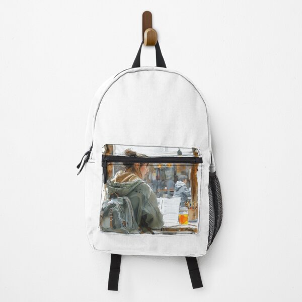 Item preview, Young Artist Sketching at Corner Table | Handcrafted Art Print designed and sold by Mr-whiteBG.