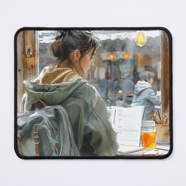 Item preview, Young Artist Sketching at Corner Table | Handcrafted Art Print  designed and sold by Mr-whiteBG.