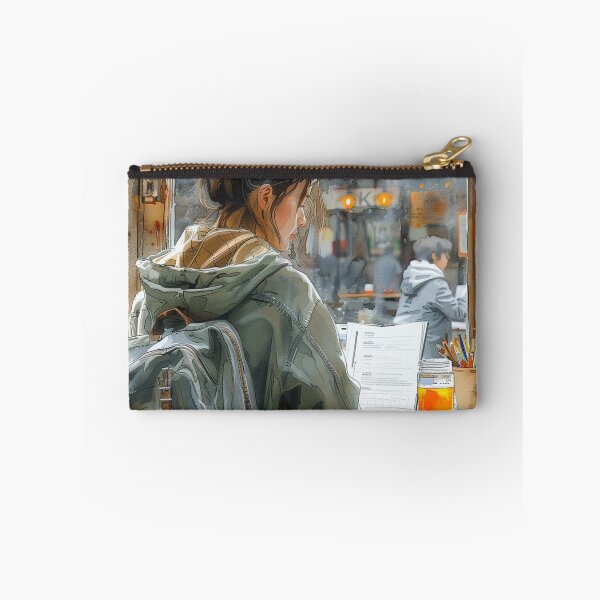 Item preview, Young Artist Sketching at Corner Table | Handcrafted Art Print  designed and sold by Mr-whiteBG.
