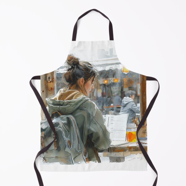 Item preview, Young Artist Sketching at Corner Table | Handcrafted Art Print designed and sold by Mr-whiteBG.