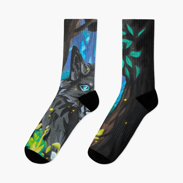 Item preview, Black Wolf with Glowing Blue Eyes in the Forest designed and sold by Lady-Lilac.