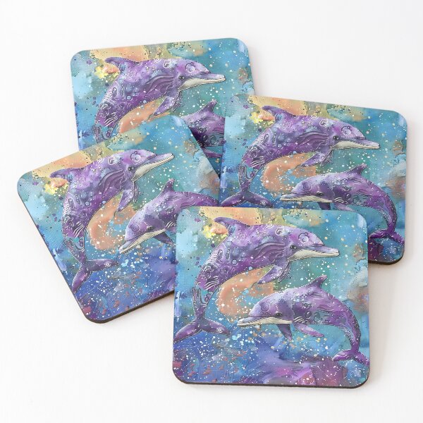 Item preview, Estampado de delfines caprichoso abstracto colorido designed and sold by dcrc.