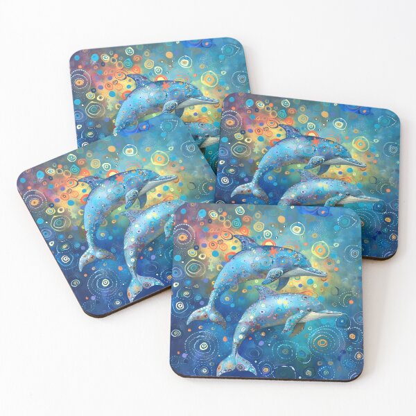 Item preview, colorido, abstracto, caprichoso, estampado de delfines designed and sold by dcrc.