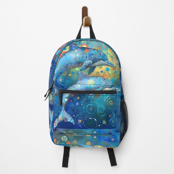 Item preview, colorful abstract whimsical dolphin print designed and sold by dcrc.