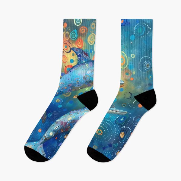 Item preview, colorido, abstracto, caprichoso, estampado de delfines designed and sold by dcrc.