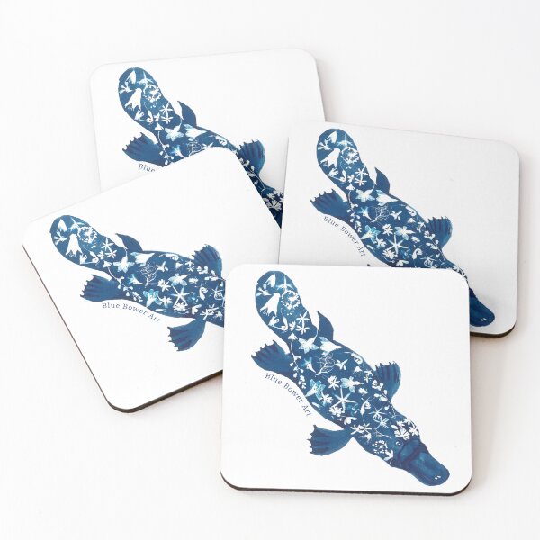 Item preview, Platypus and Flowers Cyanotype Sunprint designed and sold by Blue Bower Art.