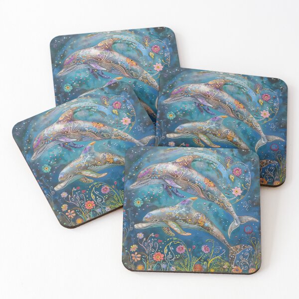 Item preview, colorido, abstracto, caprichoso, estampado de delfines designed and sold by dcrc.