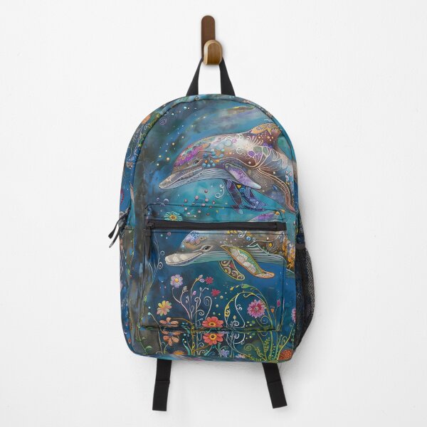 Item preview, colorful abstract whimsical dolphin print designed and sold by dcrc.