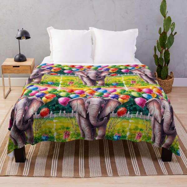 Item preview, Elephant Portrait. birthday elephant, elephant with balloons designed and sold by ElephantVibes.