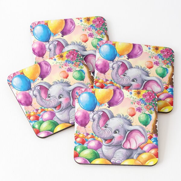 Item preview, Elephant Portrait. birthday elephant, elephant with balloons designed and sold by ElephantVibes.