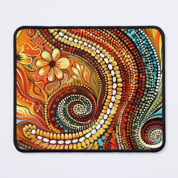 Item preview, Indigenous Australian Art, Aboriginal Artwork, Flower Meadow, Abstract Dot Painting, Red, Orange, Yellow, Blue designed and sold by IuliiaArtPrints.