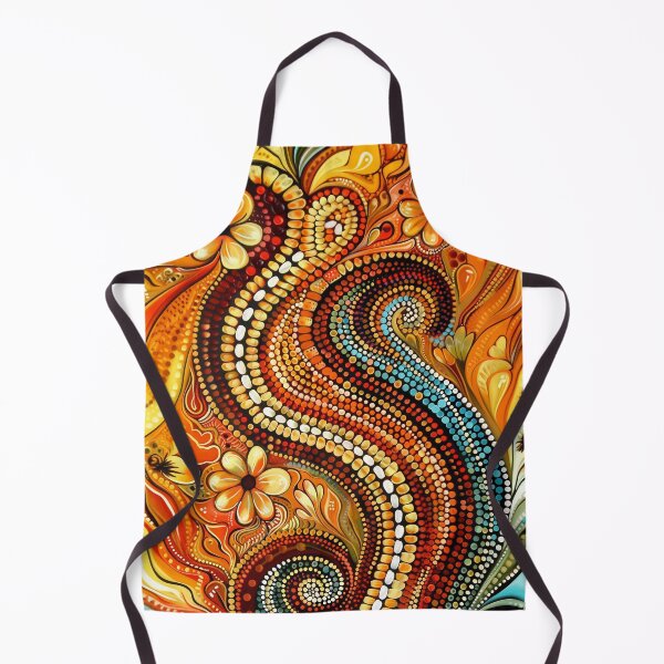 Item preview, Indigenous Australian Art, Aboriginal Artwork, Flower Meadow, Abstract Dot Painting, Red, Orange, Yellow, Blue designed and sold by IuliiaArtPrints.