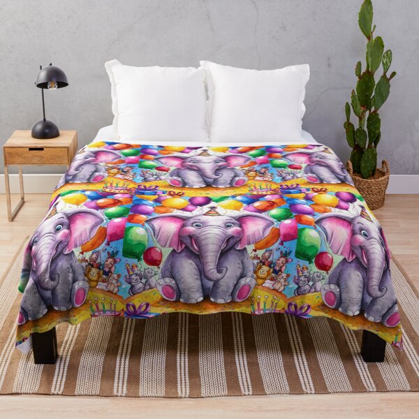 Item preview, Elephant Portrait. birthday elephant, elephant with balloons designed and sold by ElephantVibes.