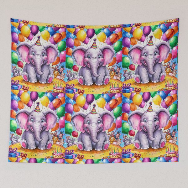 Item preview, Elephant Portrait. birthday elephant, elephant with balloons designed and sold by ElephantVibes.