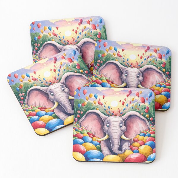 Item preview, Elephant Portrait. birthday elephant, elephant with balloons designed and sold by ElephantVibes.