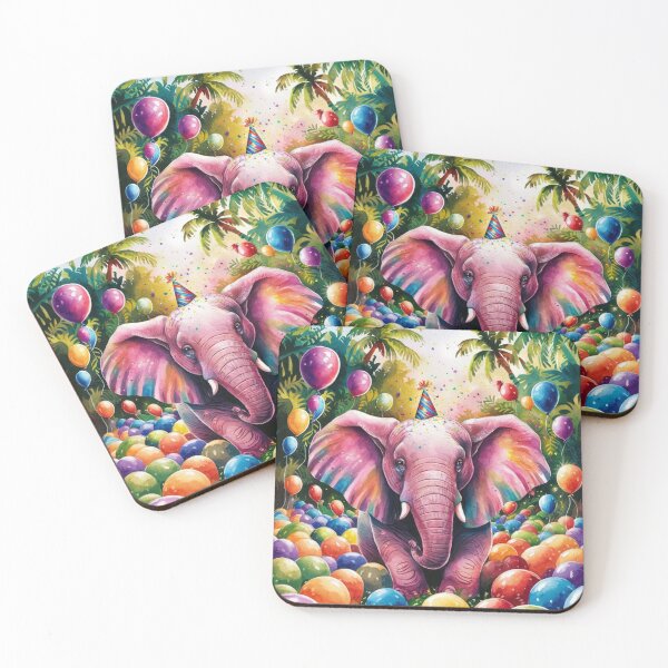 Item preview, Elephant Portrait. birthday elephant, elephant with balloons designed and sold by ElephantVibes.
