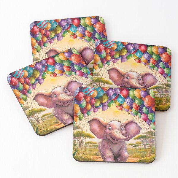 Item preview, Elephant Portrait. birthday elephant, elephant with balloons designed and sold by ElephantVibes.