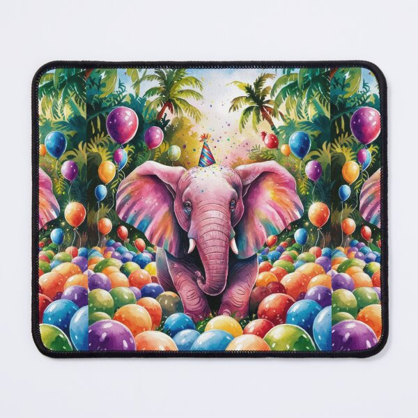 Item preview, Elephant Portrait. birthday elephant, elephant with balloons designed and sold by ElephantVibes.