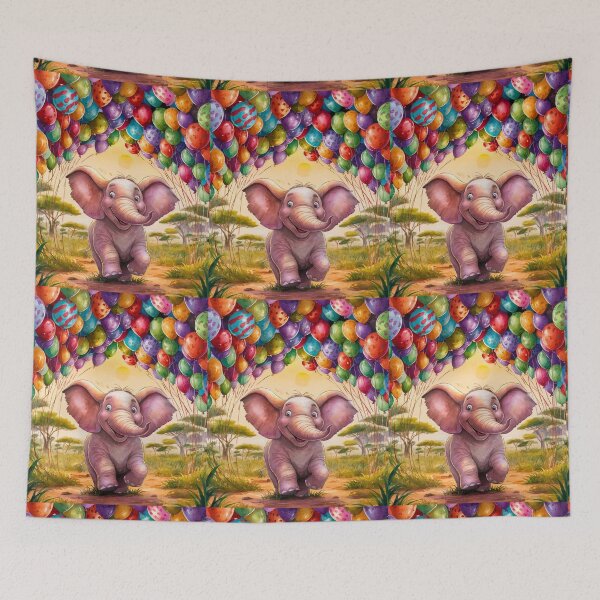 Item preview, Elephant Portrait. birthday elephant, elephant with balloons designed and sold by ElephantVibes.