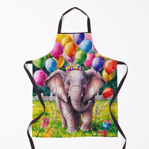 Item preview, Elephant Portrait. birthday elephant, elephant with balloons designed and sold by ElephantVibes.