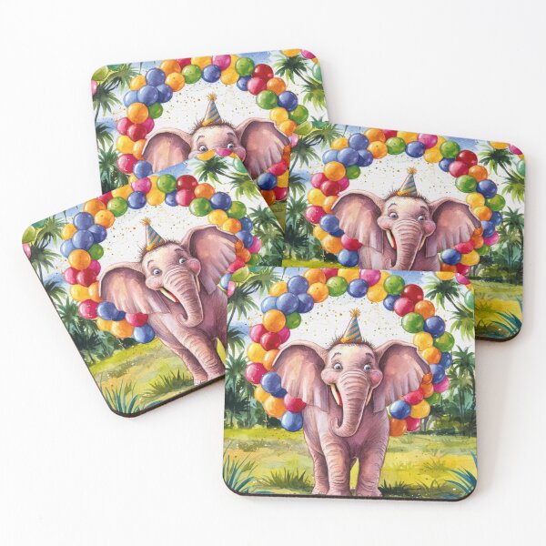 Item preview, Elephant Portrait. birthday elephant, elephant with balloons designed and sold by ElephantVibes.