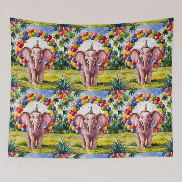 Item preview, Elephant Portrait. birthday elephant, elephant with balloons designed and sold by ElephantVibes.