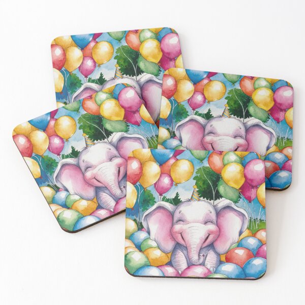 Item preview, Elephant Portrait. birthday elephant, elephant with balloons designed and sold by ElephantVibes.