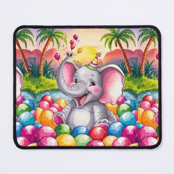 Item preview, Elephant Portrait. birthday elephant, elephant with balloons designed and sold by ElephantVibes.