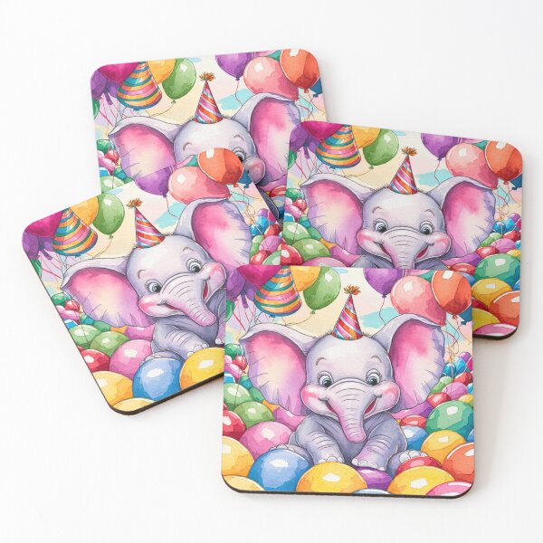 Item preview, Elephant Portrait. birthday elephant, elephant with balloons designed and sold by ElephantVibes.