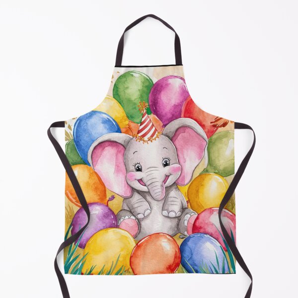 Item preview, Elephant Portrait. birthday elephant, elephant with balloons designed and sold by ElephantVibes.