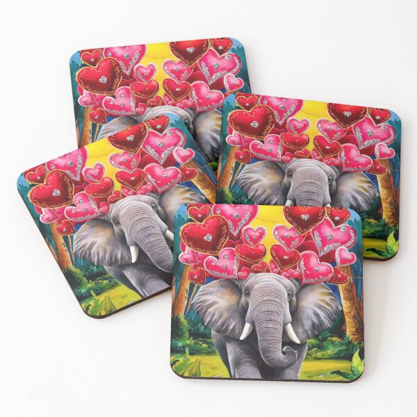 Item preview, Elephant Portrait. elephant valentines, elephant love, hearts of love designed and sold by ElephantVibes.