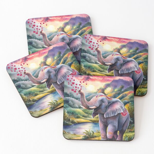Item preview, Elephant Portrait. elephant valentines, elephant love, hearts of love designed and sold by ElephantVibes.