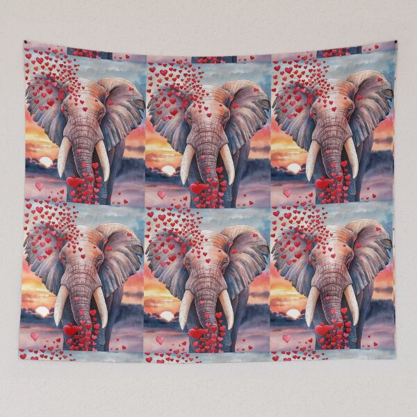 Item preview, Elephant Portrait. elephant valentines, elephant love, hearts of love designed and sold by ElephantVibes.