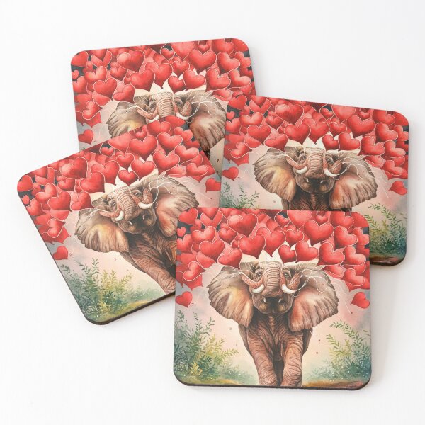 Item preview, Elephant Portrait. elephant valentines, elephant love, hearts of love designed and sold by ElephantVibes.