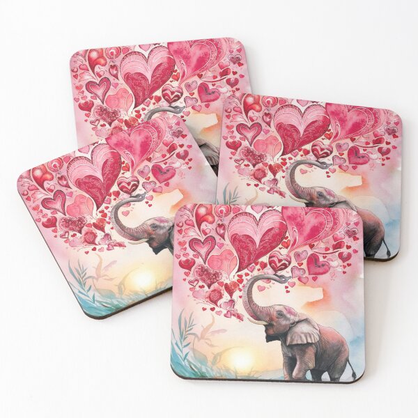 Item preview, Elephant Portrait. elephant valentines, elephant love, hearts of love designed and sold by ElephantVibes.