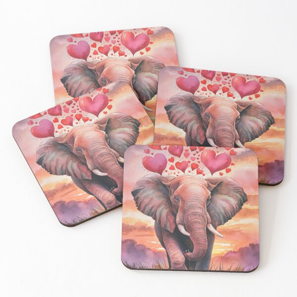 Item preview, Elephant Portrait. elephant valentines, elephant love, hearts of love designed and sold by ElephantVibes.