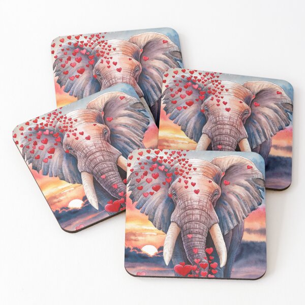 Item preview, Elephant Portrait. elephant valentines, elephant love, hearts of love designed and sold by ElephantVibes.